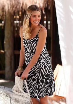 Venice Beach Shirt Met Ronde Hals Met Logoprint -Beroemde Badkleding Winkel beachtime strandjurk met dierenprint zwart 8