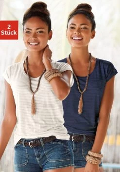 Vivance Mini-jurk Met Gedessineerde Top 32 Vivance Mini-jurk Met Gedessineerde Top -Beroemde Badkleding Winkel beachtime t shirt met fijne strepen set van 2 multicolor 1