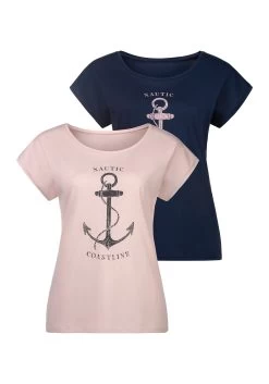 Vivance T-shirt Met Klein Beleg En Goudkleurige Knoop Onder Aan De Mouwen 23 Vivance T-shirt Met Klein Beleg En Goudkleurige Knoop Onder Aan De Mouwen -Beroemde Badkleding Winkel beachtime t shirt met maritieme print voor set van 2 multicolor 8