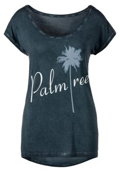 Buffalo Strandjurk Met Bijzonder Bandjesdesign -Beroemde Badkleding Winkel beachtime t shirt met quote frontprint palmtree blauw