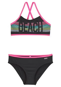 Buffalo Bustierbikini (Set Van 2) -Beroemde Badkleding Winkel bench bustierbikini met pinkkleurige contrasterende paspels zwart