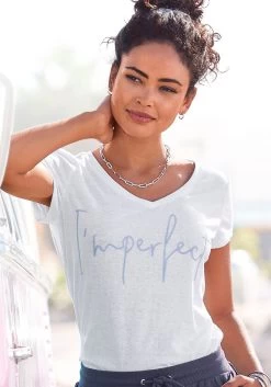 Beachtime Jerseyjurk 30 Beachtime Jerseyjurk -Beroemde Badkleding Winkel bench shirt met v hals met frontprint wit 2