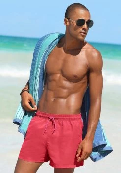 Chiemsee Zwemshort Met Contrastinzet En Merkopschrift -Beroemde Badkleding Winkel bench zwemshort in kort en lang model rood 3