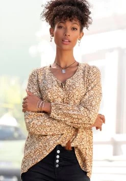 Only Short ONLPHINE -Beroemde Badkleding Winkel buffalo blouse zonder sluiting met bloemetjesprint bruin 12