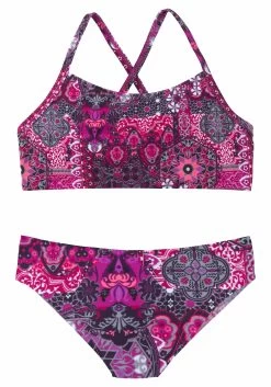 Buffalo Bandeaubikini Met Etnoprint En Contrastdetails -Beroemde Badkleding Winkel buffalo bustierbikini shari kids met speelse print paars 3