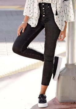 Buffalo High-waist Jeans Met Modieuze Knoopsluiting 34 Buffalo High-waist Jeans Met Modieuze Knoopsluiting -Beroemde Badkleding Winkel buffalo high waist jeans met modieuze knoopsluiting zwart 14