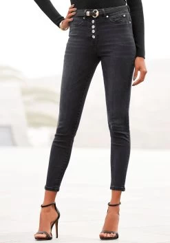 Buffalo High-waist Jeans Met Modieuze Knoopsluiting