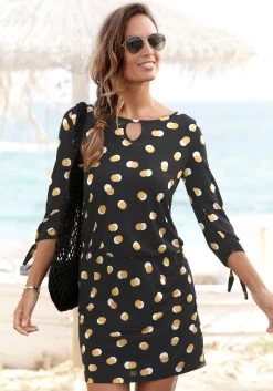 S.Oliver RED LABEL Beachwear T-shirt Met Sierbandjes Bij De Hals 34 S.Oliver RED LABEL Beachwear T-shirt Met Sierbandjes Bij De Hals -Beroemde Badkleding Winkel buffalo jerseyjurk met bandjes die gestrikt kunnen worden zwart 1