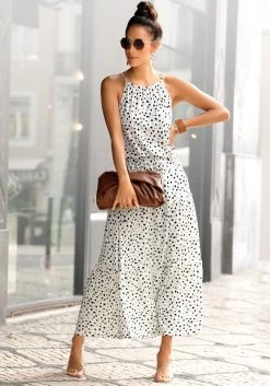 Aniston CASUAL Short -Beroemde Badkleding Winkel buffalo maxi jurk met stippeltjesprint wit 1