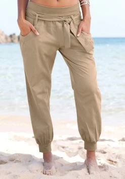 Base Level Short -Beroemde Badkleding Winkel buffalo strandbroek in linnenmix bruin 3