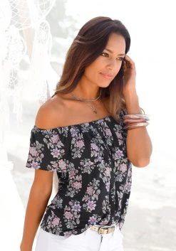 Vivance Midi-jurk Met Bloemetjesprint -Beroemde Badkleding Winkel buffalo strandshirt in carmenstijl met volant multicolor 9