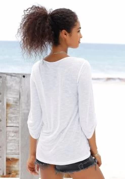 Buffalo Strandshirt Met Borduursel En Kwasten -Beroemde Badkleding Winkel buffalo strandshirt met borduursel en kwasten wit 3