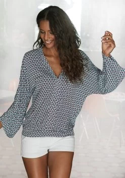 S.Oliver RED LABEL Beachwear Strandbroek -Beroemde Badkleding Winkel buffalo strandshirt v hals blauw 9