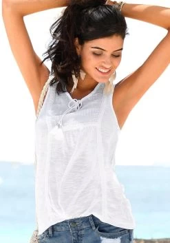 Beachtime Zomerjurk Met Puntzoom 37 Beachtime Zomerjurk Met Puntzoom -Beroemde Badkleding Winkel buffalo tanktop met borduurwerk wit