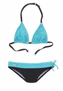 Bench. Bandeaubikini Met Grote Logoprint 21 Bench. Bandeaubikini Met Grote Logoprint -Beroemde Badkleding Winkel buffalo triangelbikini met motievenmix van ruit en stippen groen 1