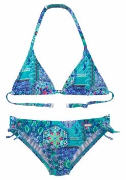Buffalo Tankini Met Etnoprint En Contrastdetails -Beroemde Badkleding Winkel buffalo triangelbikini shari kids folklore print blauw 10