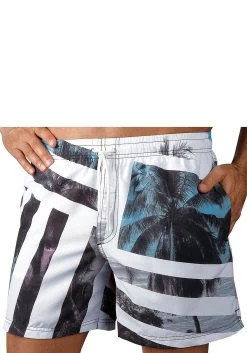 Bench. Zwemshort Met Contrastkleurige Strepen -Beroemde Badkleding Winkel buffalo zwemshort met fotoprint en strepen wit
