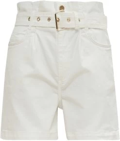 Comma Short Met Riem, Van Elastische Katoen-denim -Beroemde Badkleding Winkel comma short met riem van elastische katoen denim wit 4