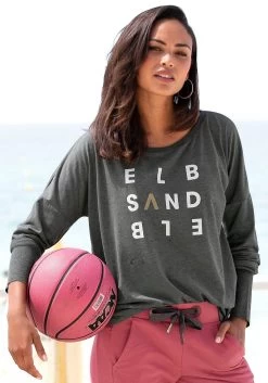 Venice Beach Triangelbikini Met Blokstrepen 33 Venice Beach Triangelbikini Met Blokstrepen -Beroemde Badkleding Winkel elbsand longsleeve ingrun met logoprint voor zwart 12