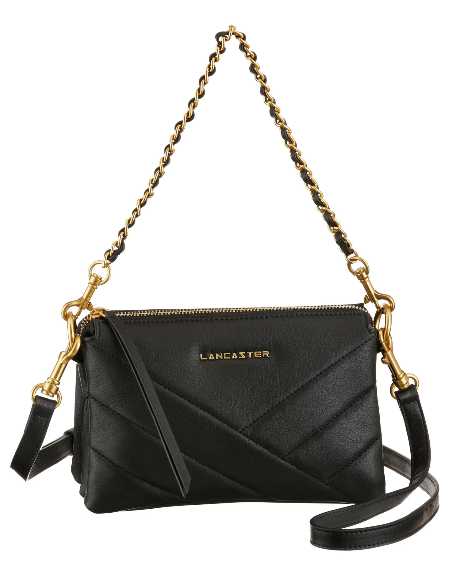 LANCASTER Schoudertas Clutch Small Soft Matelassé Met Goudkleurige Details 1 LANCASTER Schoudertas Clutch Small Soft Matelassé Met Goudkleurige Details