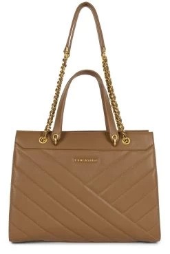 LANCASTER Schoudertas Foulonne Cerceau Met Goudkleurige Details 17 LANCASTER Schoudertas Foulonne Cerceau Met Goudkleurige Details -Beroemde Badkleding Winkel lancaster shopper soft matelasse met mooie siernaden bruin 4