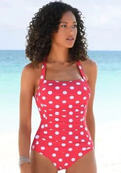 Active By Lascana Highwaist-bikinibroekje Janni Met Contrastkleurige Boord 23 Active By Lascana Highwaist-bikinibroekje Janni Met Contrastkleurige Boord -Beroemde Badkleding Winkel lascana badpak in stippendesign met een modellerend effect rood