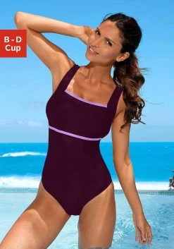 Vivance Shirt Met Lange Mouwen Met Een Modieuze Print Voor -Beroemde Badkleding Winkel lascana badpak met contrastkleurige inzet paars