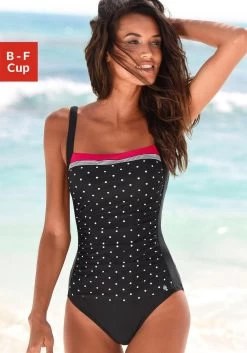 Buffalo Beugelbikini In Bandeaumodel MAY In Batik-look En Gehaakt Randje -Beroemde Badkleding Winkel lascana badpak monroe met kleine stippen en modellerend effect zwart 3