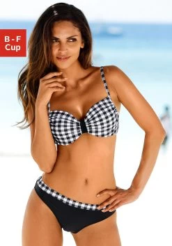 Classic Inspirationen Blouse Met Carmenhals -Beroemde Badkleding Winkel lascana beugelbikini zwart witte ruitprint zwart