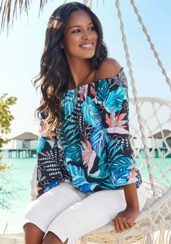 Beachtime T-shirt Met Maritieme Print Voor (Set Van 2) 29 Beachtime T-shirt Met Maritieme Print Voor (Set Van 2) -Beroemde Badkleding Winkel lascana blouse met carmenhals 1