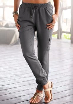 Beachtime Zomerjurk Met Broderie Anglaise -Beroemde Badkleding Winkel lascana comfortbroek van geweven viscose groen