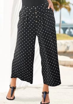 Beachtime Strandjurk Met Colourblocking-look -Beroemde Badkleding Winkel lascana culotte met stippenprint zwart