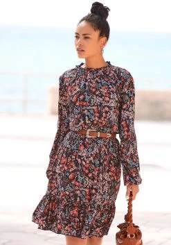 Buffalo Blousejurkje Met Slangenprint 34 Buffalo Blousejurkje Met Slangenprint -Beroemde Badkleding Winkel lascana gedessineerde jurk van geweven viscose multicolor 1