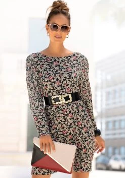 Buffalo Zomerjurk Met Stippenprint 34 Buffalo Zomerjurk Met Stippenprint -Beroemde Badkleding Winkel lascana jerseyjurk met bloemetjesdessin multicolor 3