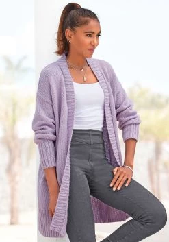 Buffalo Strandbroek -Beroemde Badkleding Winkel lascana lang vest met brede ribboorden paars 1