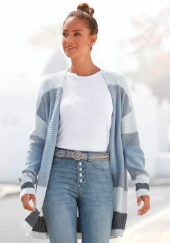 Vivance Shirt Met 3/4-mouwen Van Lichte Tricotkwaliteit 25 Vivance Shirt Met 3/4-mouwen Van Lichte Tricotkwaliteit -Beroemde Badkleding Winkel lascana lang vest met colourblocking look blauw