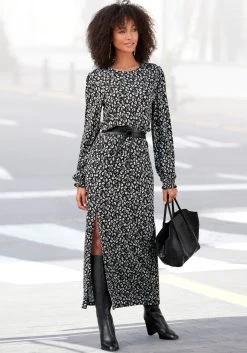 Vivance Maxi-jurk -Beroemde Badkleding Winkel lascana midi jurk met bloemetjesdessin zwart 2