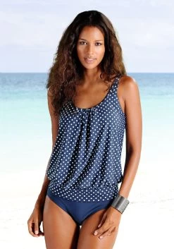 Capelli New York Strohoed -Beroemde Badkleding Winkel lascana oversized tankini in modieus stippen design blauw