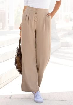 Feel Good Tankinitop -Beroemde Badkleding Winkel lascana palazzobroek met decoratieve knopen beige 3