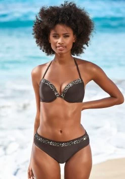 Elbsand Beugelbikini Met Contrastkleurige Merkopschriften -Beroemde Badkleding Winkel lascana push upbikinitop adele met trendy details zwart