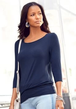 H.I.S Shirt Met 3/4-mouwen (Set Van 2) 32 H.I.S Shirt Met 3/4-mouwen (Set Van 2) -Beroemde Badkleding Winkel lascana shirt met 3 4 mouwen met een cut out in de nek blauw 1