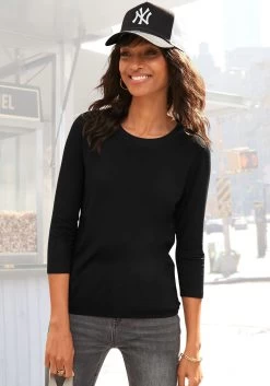 Vivance Shirt Met 3/4-mouwen Met Kleine Opening En Goudkleurige Sierknoop Bij De Hals (Set Van 2) 29 Vivance Shirt Met 3/4-mouwen Met Kleine Opening En Goudkleurige Sierknoop Bij De Hals (Set Van 2) -Beroemde Badkleding Winkel lascana shirt met 3 4 mouwen met elastiek in de zoom zwart 2