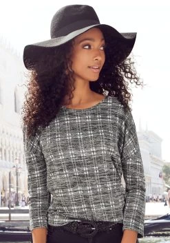 Vivance Jerseyjurk Met Stippenprint (Met Een Bindceintuur) 33 Vivance Jerseyjurk Met Stippenprint (Met Een Bindceintuur) -Beroemde Badkleding Winkel lascana shirt met 3 4 mouwen met modieuze ruitprint zwart 2