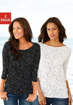 STREET ONE Loungebroek Style Bonny 25 STREET ONE Loungebroek Style Bonny -Beroemde Badkleding Winkel lascana shirt met 3 4 mouwen met schouderrimpeling set van 2 zwart 3