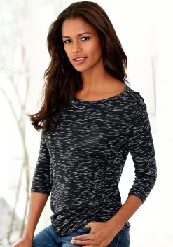 Vivance Shirt Met 3/4-mouwen Met Fijne Plooi (Set Van 2) 36 Vivance Shirt Met 3/4-mouwen Met Fijne Plooi (Set Van 2) -Beroemde Badkleding Winkel lascana shirt met 3 4 mouwen met schouderrimpeling zwart 1