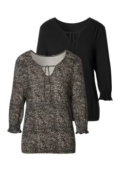 Venice Beach Shirt Met Lange Mouwen Met Logoprint Achter 26 Venice Beach Shirt Met Lange Mouwen Met Logoprint Achter -Beroemde Badkleding Winkel lascana shirt met 3 4 mouwen met strikje met vetersluiting set van 2 zwart