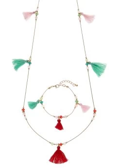 Remonte Sandalen Met Bloemapplicatie -Beroemde Badkleding Winkel lascana sieradenset ketting en armband met gekleurde kwastjes goud