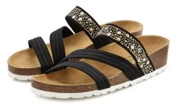 Lascana Belle Affaire Highheel Sandaaltjes Met Plateau, Veganistisch -Beroemde Badkleding Winkel lascana slippers met stretchbanden en comfortabel kurkvoetbed en kleine sleehak zwart 2