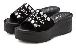 J.Jayz Strohoed -Beroemde Badkleding Winkel lascana slippers van leer met sleehak zwart 3