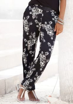 Roxy Jumpsuit BEACHSIDE LOVE -Beroemde Badkleding Winkel lascana strandbroek met stijlvolle bloemenprint zwart 2